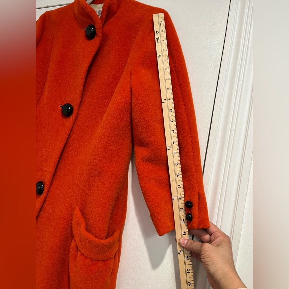 Holly’s Harp Vintage 70s Orange “Wool” Coat with‎ Oversized Black Buttons Sz. S - Picture 8 of 12